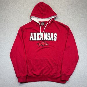 Colosseum Arkansas Razorbacks Hoodie Men’s L Red Football Stitch Logo